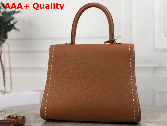 Delvaux Brillant MM Satchel in Brown Grain Leather with Hand Stitching Details Replica