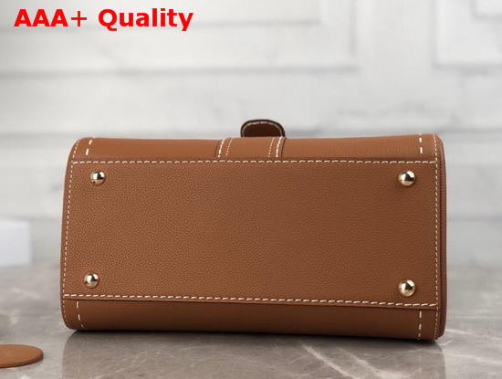 Delvaux Brillant MM Satchel in Brown Grain Leather with Hand Stitching Details Replica