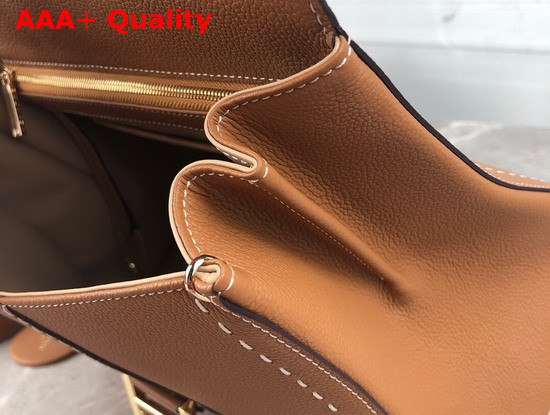 Delvaux Brillant MM Satchel in Brown Grain Leather with Hand Stitching Details Replica