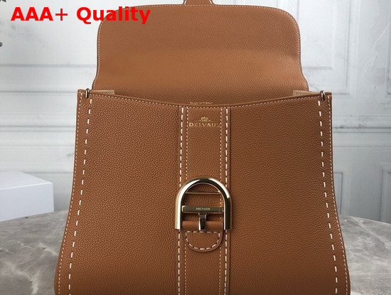 Delvaux Brillant MM Satchel in Brown Grain Leather with Hand Stitching Details Replica