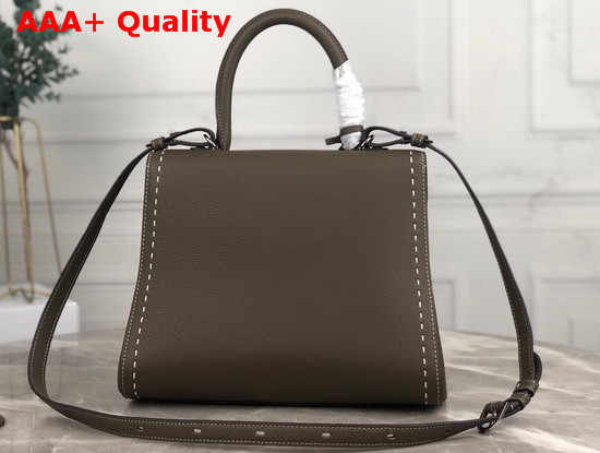 Delvaux Brillant MM Satchel in Taupe Grain Leather with Hand Stitching Details Replica