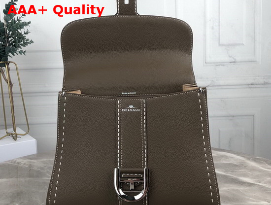 Delvaux Brillant MM Satchel in Taupe Grain Leather with Hand Stitching Details Replica