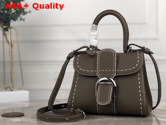 Delvaux Brillant Mini Bag in Taupe Grain Leather with Hand Stitching Details Replica
