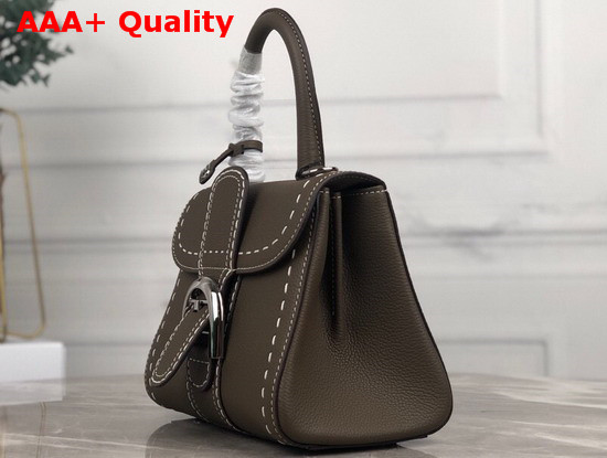 Delvaux Brillant Mini Bag in Taupe Grain Leather with Hand Stitching Details Replica