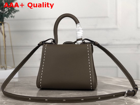 Delvaux Brillant Mini Bag in Taupe Grain Leather with Hand Stitching Details Replica