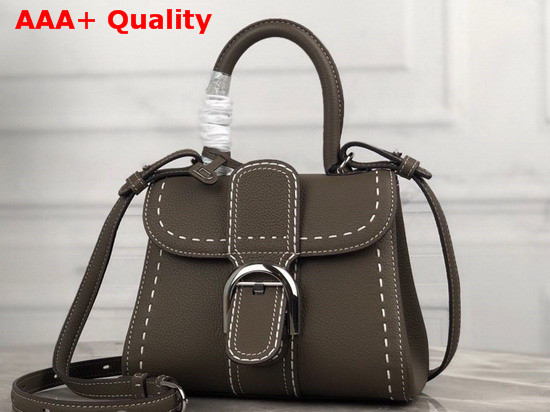 Delvaux Brillant Mini Bag in Taupe Grain Leather with Hand Stitching Details Replica