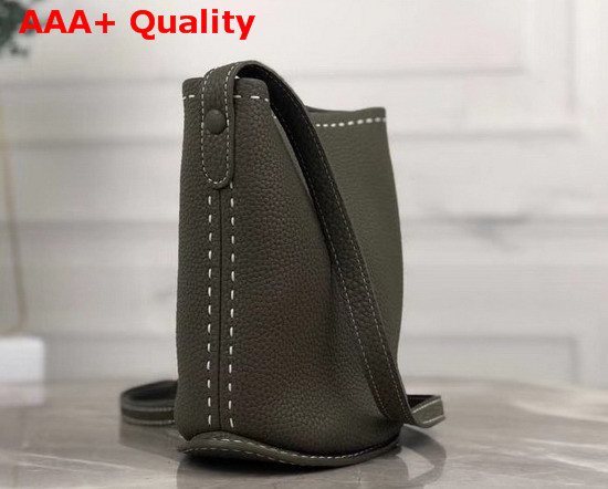 Delvaux Pin Mini Bucket Bag Dark Green Taurillon Soft Leather Replica