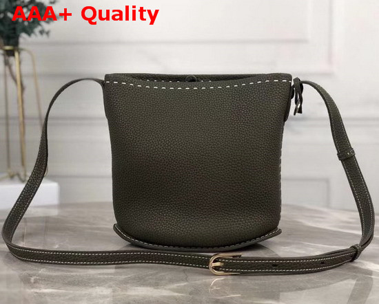 Delvaux Pin Mini Bucket Bag Dark Green Taurillon Soft Leather Replica