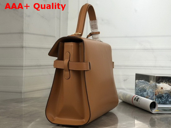 Delvaux Tempete MM Top Handle Bag in Brown Calfskin Leather Replica