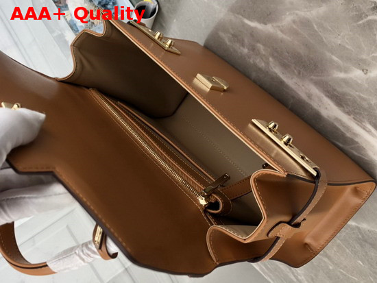 Delvaux Tempete MM Top Handle Bag in Brown Calfskin Leather Replica