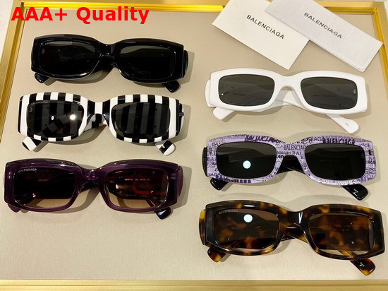 Balenciaga Rectangle Sunglasses Black and Wihte Stripe Replica