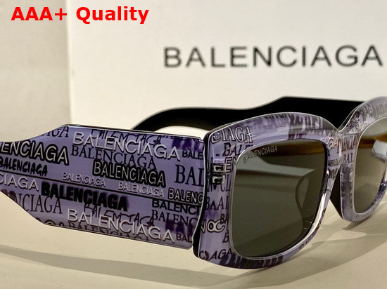Balenciaga Rectangle Sunglasses with Allover Balenciaga Logo Replica