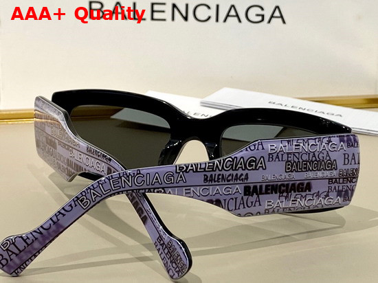 Balenciaga Rectangle Sunglasses with Allover Balenciaga Logo Replica