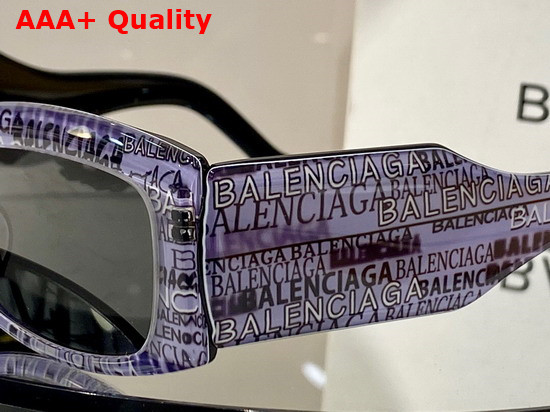 Balenciaga Rectangle Sunglasses with Allover Balenciaga Logo Replica