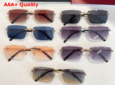 Cartier Panthere De Cartier Sunglasses Golden Metal Blue Lense Replica