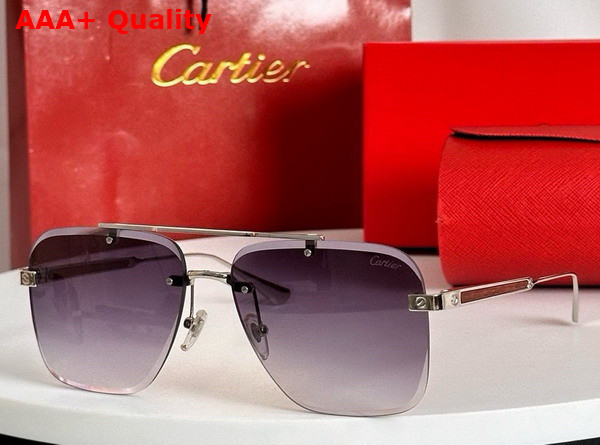 Cartier Square Sunglasses in Blue Lense Smooth Golden Finish Metal Replica