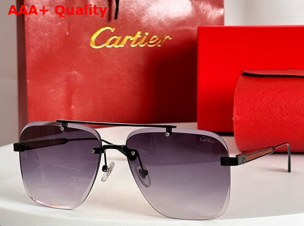 Cartier Square Sunglasses in Blue Lense Smooth Golden Finish Metal Replica
