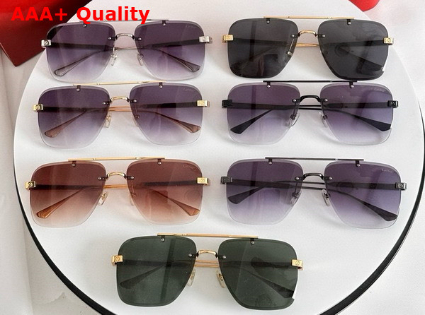 Cartier Square Sunglasses in Blue Lense Smooth Golden Finish Metal Replica