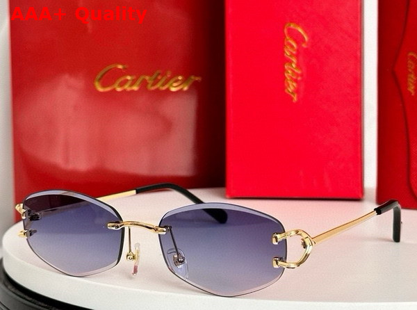 Cartier Sunglasses Classic C De Cartier Motif Smooth Golden Finish Metal Green Lenses Replica