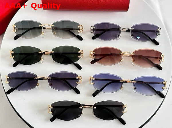 Cartier Sunglasses Classic C De Cartier Motif Smooth Golden Finish Metal Green Lenses Replica
