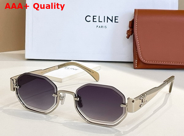 Celine Triomphe Sunglasses Golden Metal Blue Lense Replica
