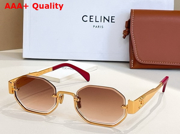 Celine Triomphe Sunglasses Golden Metal Blue Lense Replica