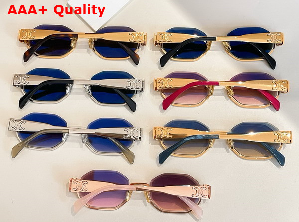Celine Triomphe Sunglasses Golden Metal Blue Lense Replica