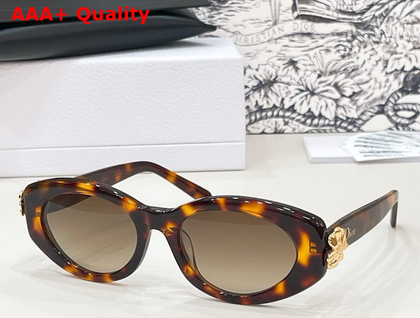 Dior Clover B1F Shiny Black Oval Sunglasses Replica