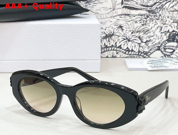 Dior Clover B1F Shiny Black Oval Sunglasses Replica