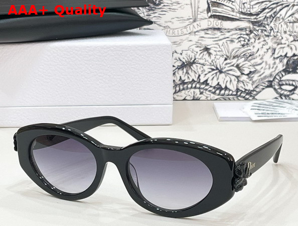 Dior Clover B1F Shiny Black Oval Sunglasses Replica