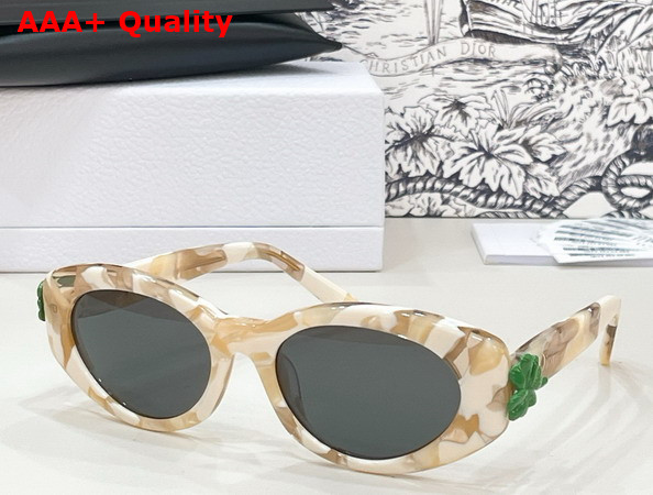 Dior Clover B1F Shiny Black Oval Sunglasses Replica