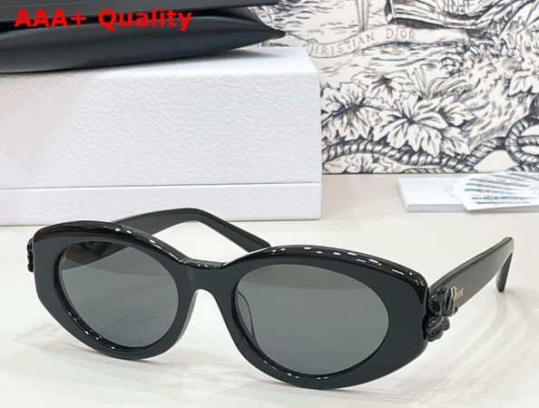 Dior Clover B1F Shiny Black Oval Sunglasses Replica