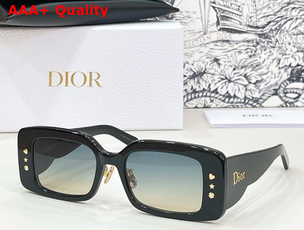 Dior LuckyCharms S1F Shiny Black Rectangular Sunglasses Replica