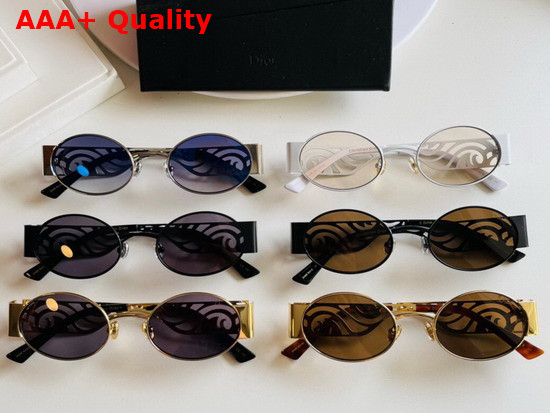 Dior Oval Frame Metal Sunglasses in Coffee Replica