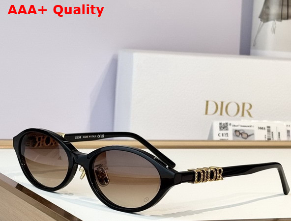 DiorTreasure R1F Black Oval Sunglasses Replica