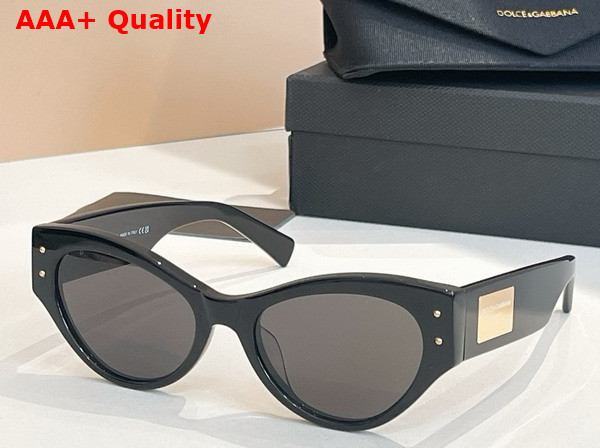 Dolce Gabbana DG Logo Plaque Sunglasses Black Replica