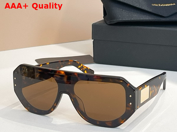 Dolce Gabbana DG Logo Plaque Sunglasses in Brown Replica