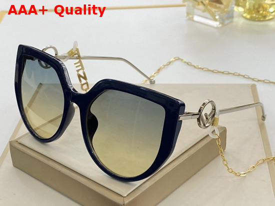 Fendi F IS Fendi FF Havana Acetate and Metal Sunglasses with Chain Replica