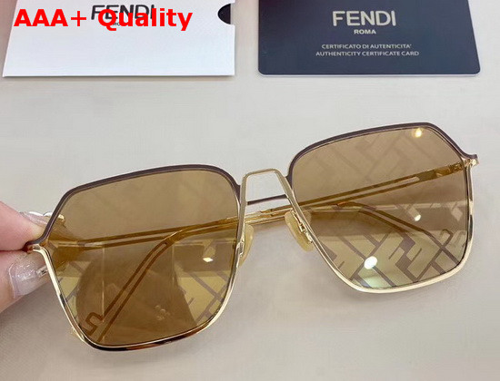 Fendi Grid Brown and Gold Sunglasses Replica