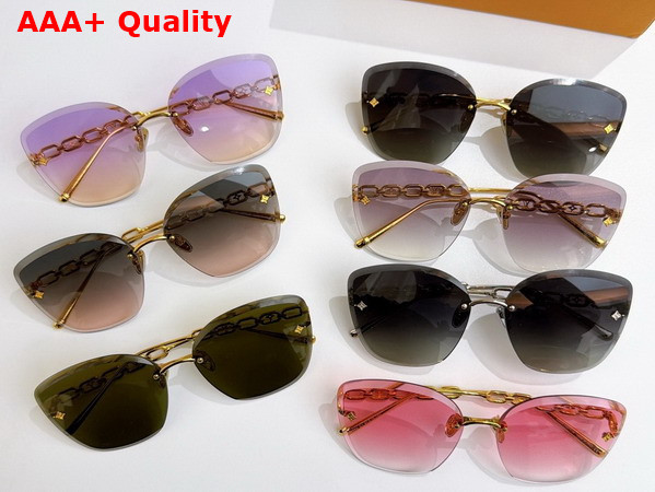LV Jewel Round Cat Eye Sunglasses Pink Gold Z2682U Replica