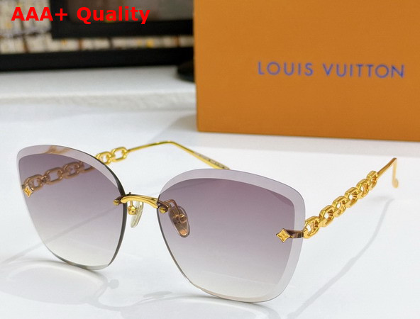 LV Jewel Round Cat Eye Sunglasses Pink Gold Z2682U Replica