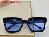 Louis Vuitton 1:1 Millionaires Sunglasses in Black Acetate Frame with Blue Color Lenses Replica