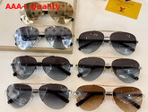 Louis Vuitton Attitude Pilot Silver Color Metal Frame Silver Color Monogram Patterned Lenses Replica
