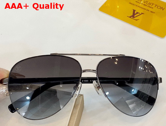 Louis Vuitton Attitude Pilot Silver Color Metal Frame Silver Color Monogram Patterned Lenses Replica