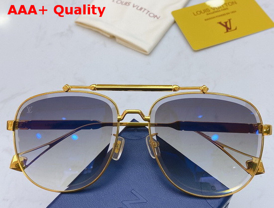 Louis Vuitton Fashion Luxury Sunglasses Silver Metal Frame Blue Lenses Replica