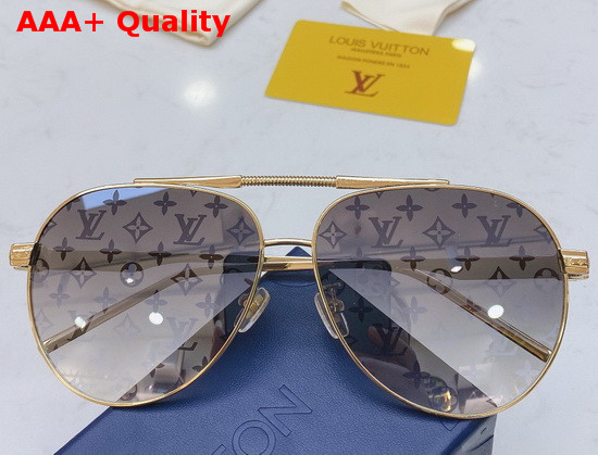 Louis Vuitton Pilot Sunglasses Gold Color Monogram Patterned Lenses Replica