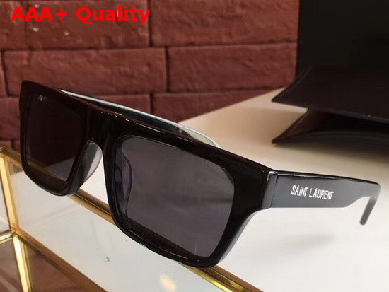 Saint Laurent Rectangular Acetate Sunglasses in Black Replica