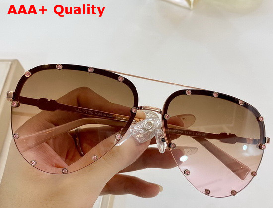 Valentino Crystal Studded Pilot Sunglasses Coffee Replica