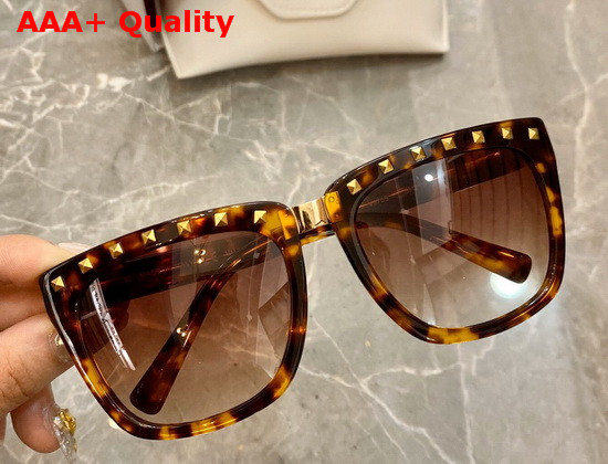 Valentino Rock Studded Acetate Sunglasses Leopard Replica
