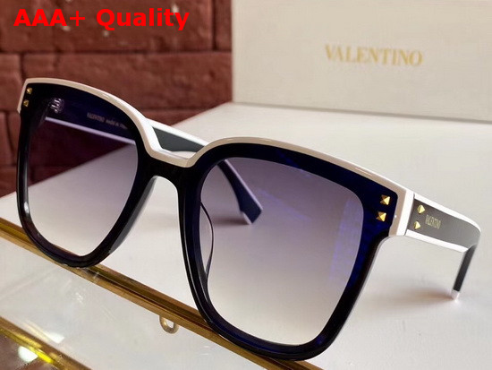 Valentino Round Acetate Sunglasses with Studs Black Replica